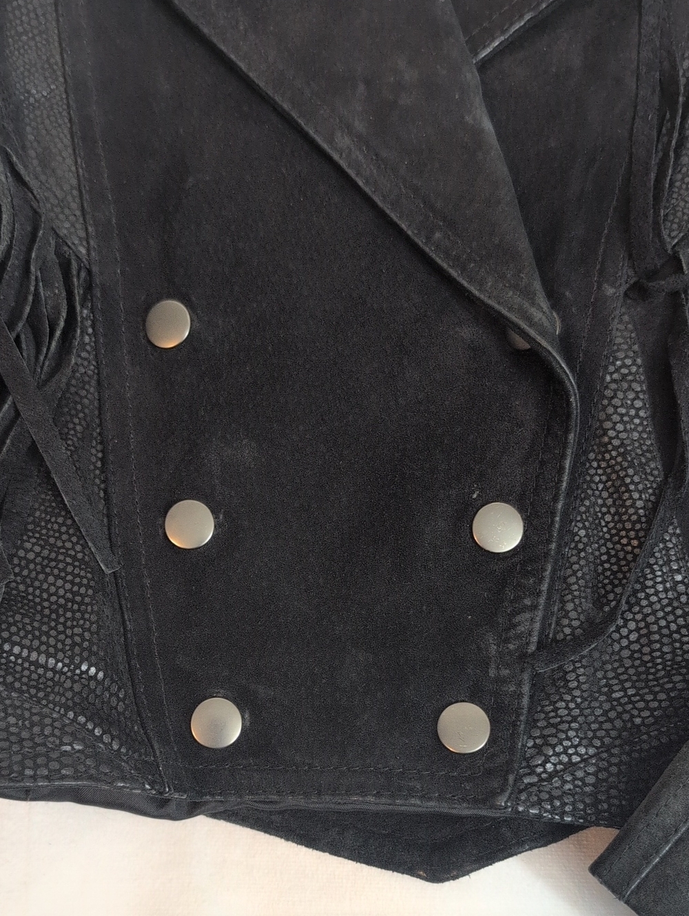 Vintage Adler Black Leather Fring Moto Style Jacket size Small - Picture 3 of 15